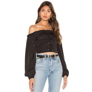 Darleen Off Shoulder Top in Black